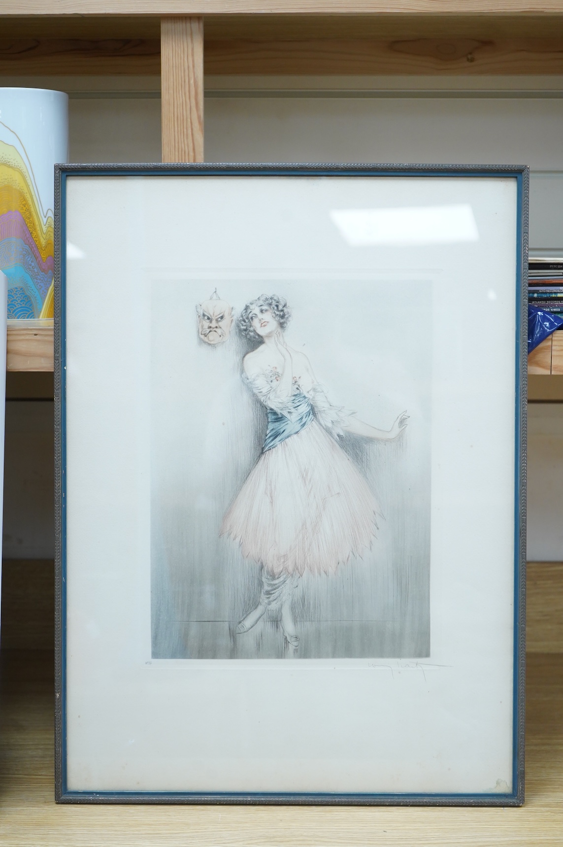 Louis Icart (French, 1888-1950), 'Femme au Mask', signed in pencil and numbered 37, etching with aquatint, 61 x 45cm